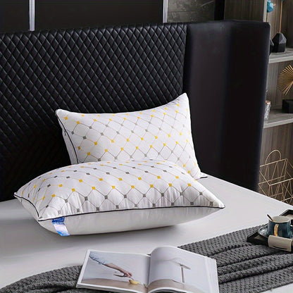 Luxury Hotel Bed Pillow with Quilted Design And Yellow Accents