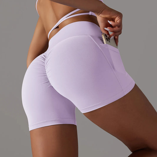 Cross Waist Naked Feel Yoga Shorts for Women