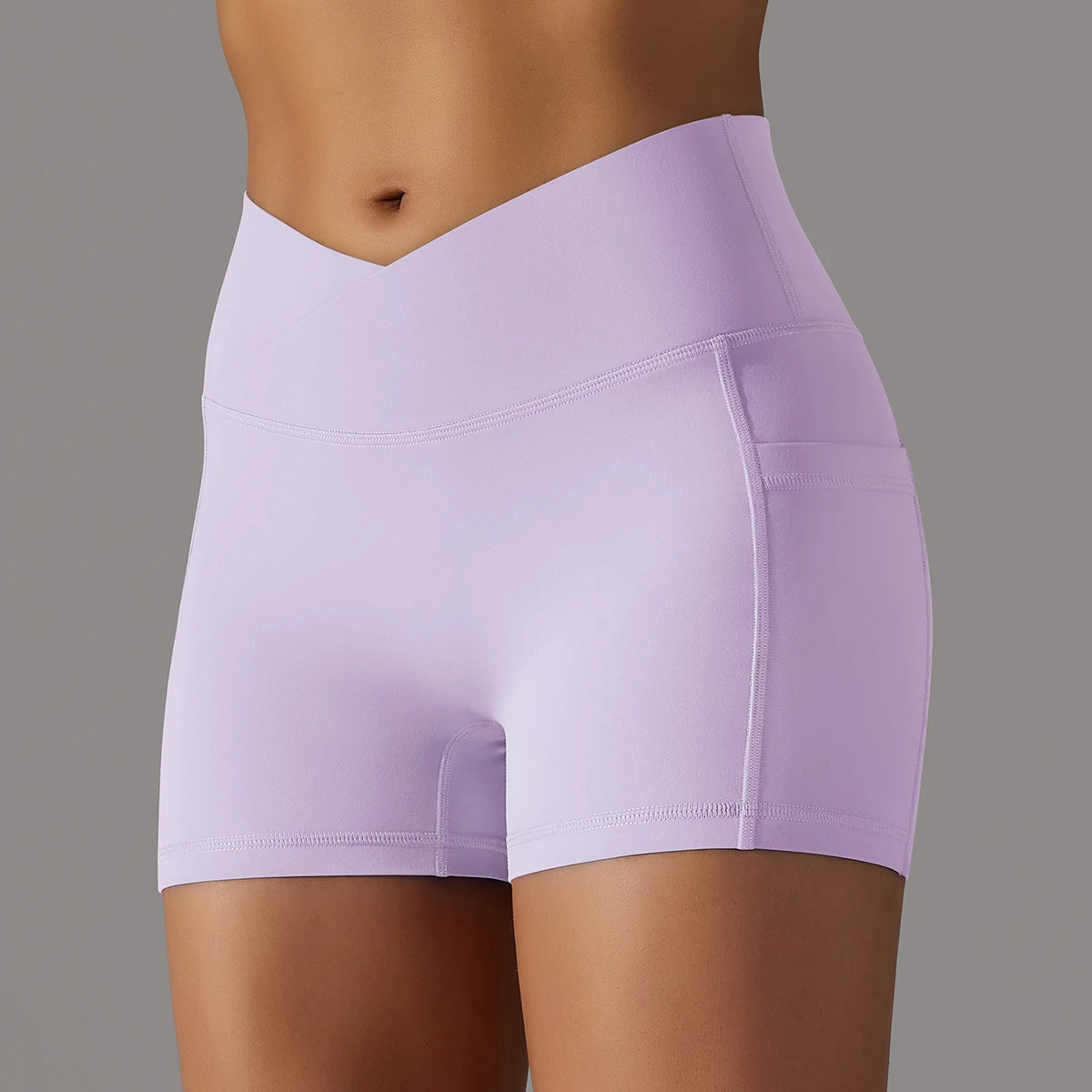 Cross Waist Naked Feel Yoga Shorts for Women