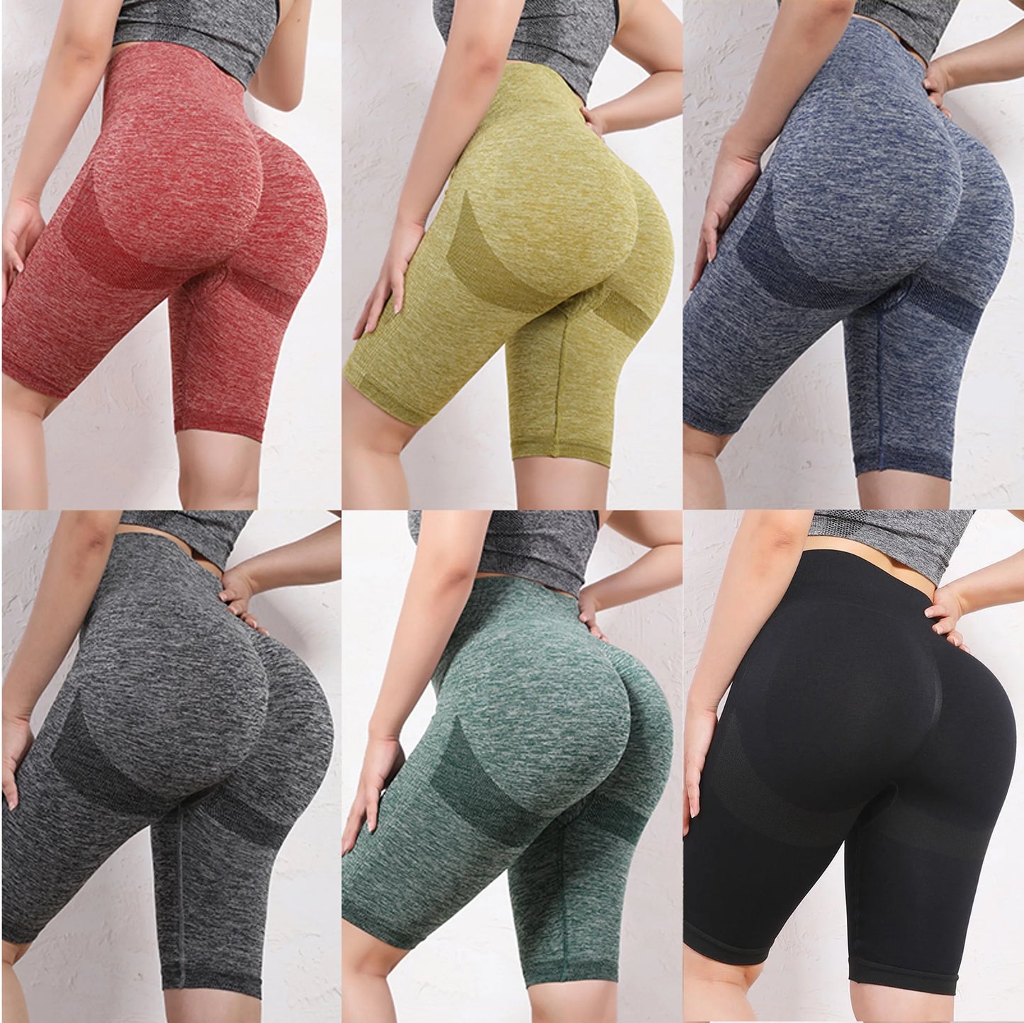 Women Elastic Yoga Shorts High Waist Tummy Control Booty Pants