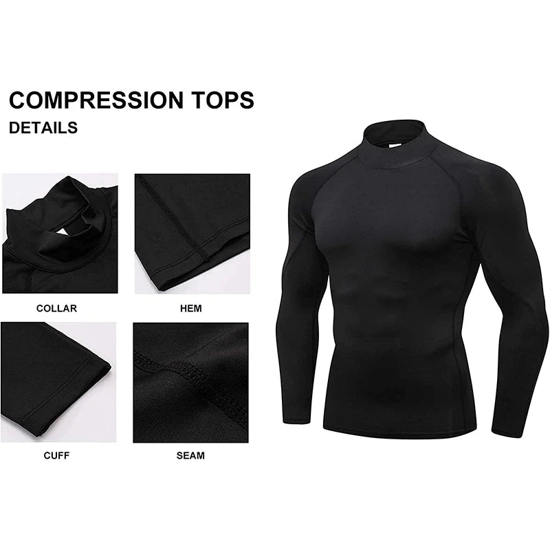 Men Bodybuilding Sport T-shirt Quick Dry Running Shirt Long Sleeve