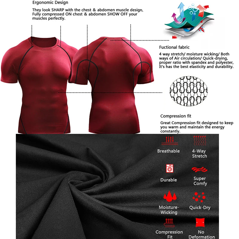 Compression T-Shirt Men Summer Sportswear