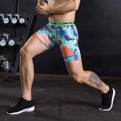 Compression Shorts Men 3D Print Camouflage Bodybuilding Tights Short