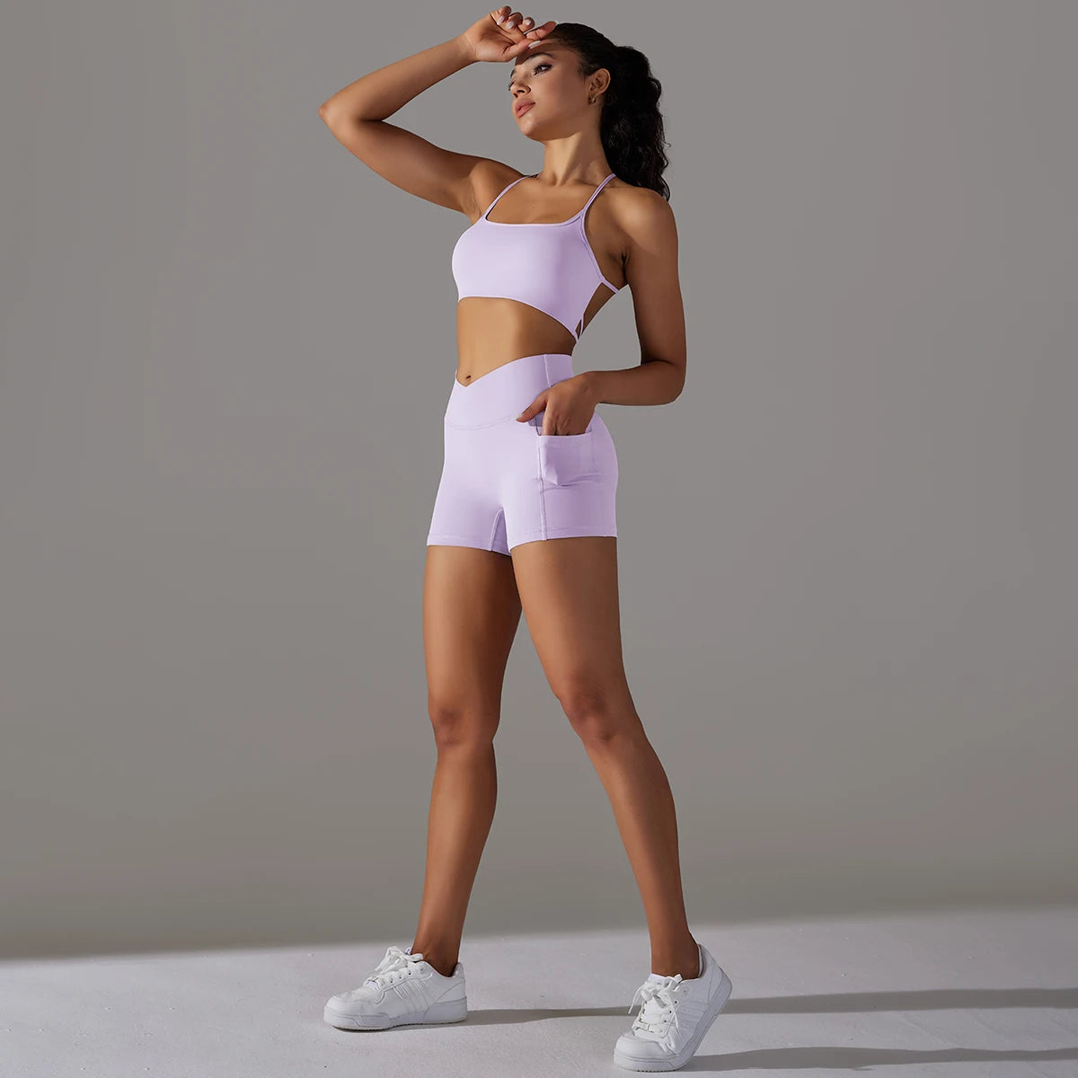 Cross Waist Naked Feel Yoga Shorts for Women