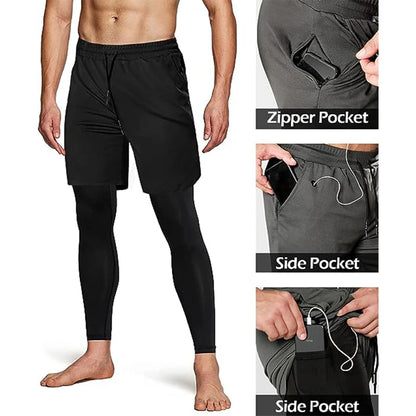 Men's Sport Pants 2 in1 Training Athletic Tracksuits Sportswear