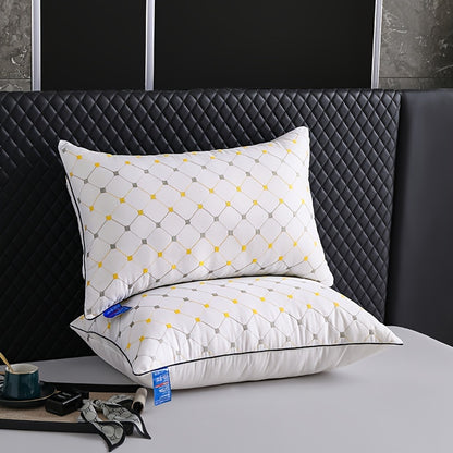 Luxury Hotel Bed Pillow with Quilted Design And Yellow Accents